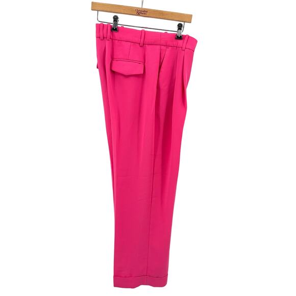 J. Crew Pink Pleated Wide Leg Trouser Pants Womens Size 4 High Rise Cuffed Hem - Picture 7 of 12